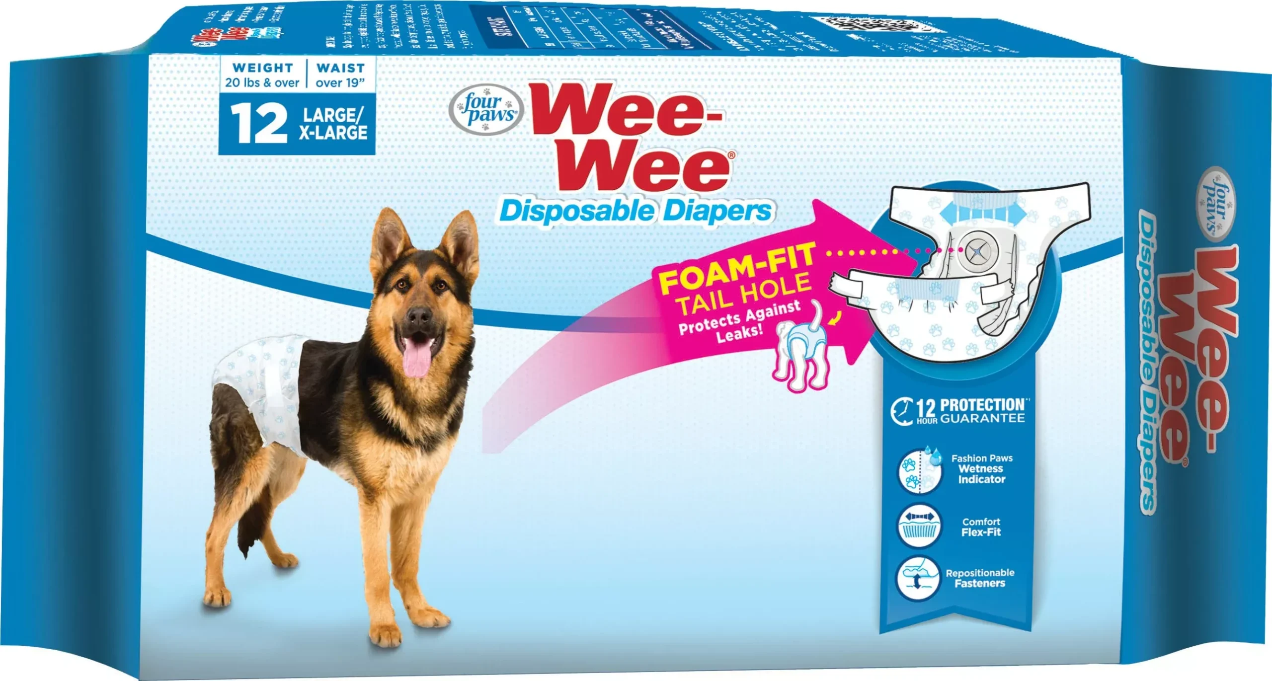 Four Paws Wee-Wee Disposable Dog Diapers Large/X-Large, 12 Pack