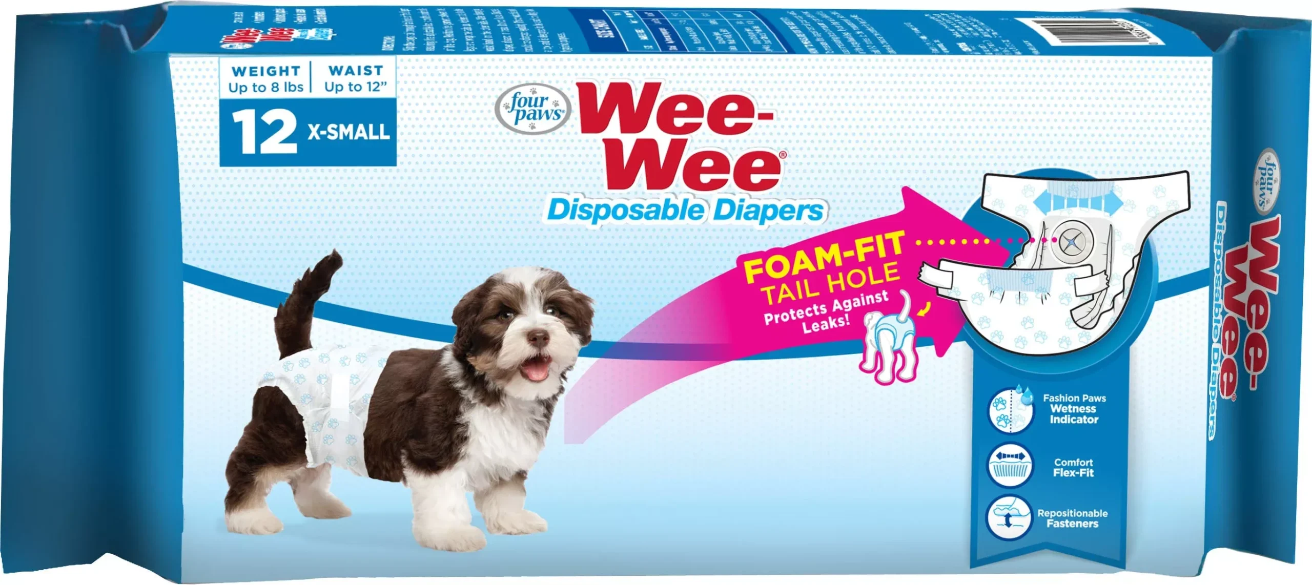 Four Paws Wee-Wee Disposable Dog Diapers, X-Small, 12 Pack