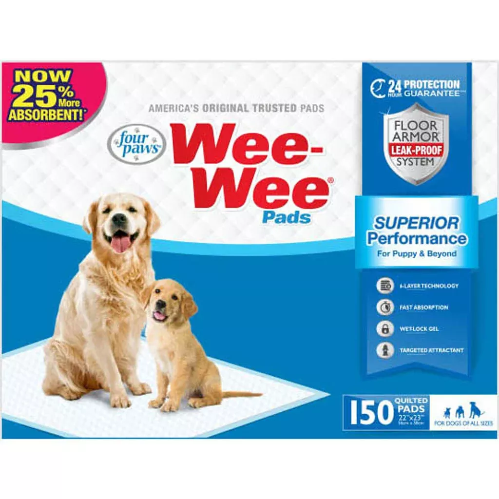 Four Paws Wee-Wee Dog Training Pads, 22 x 23 in, 150 Pack