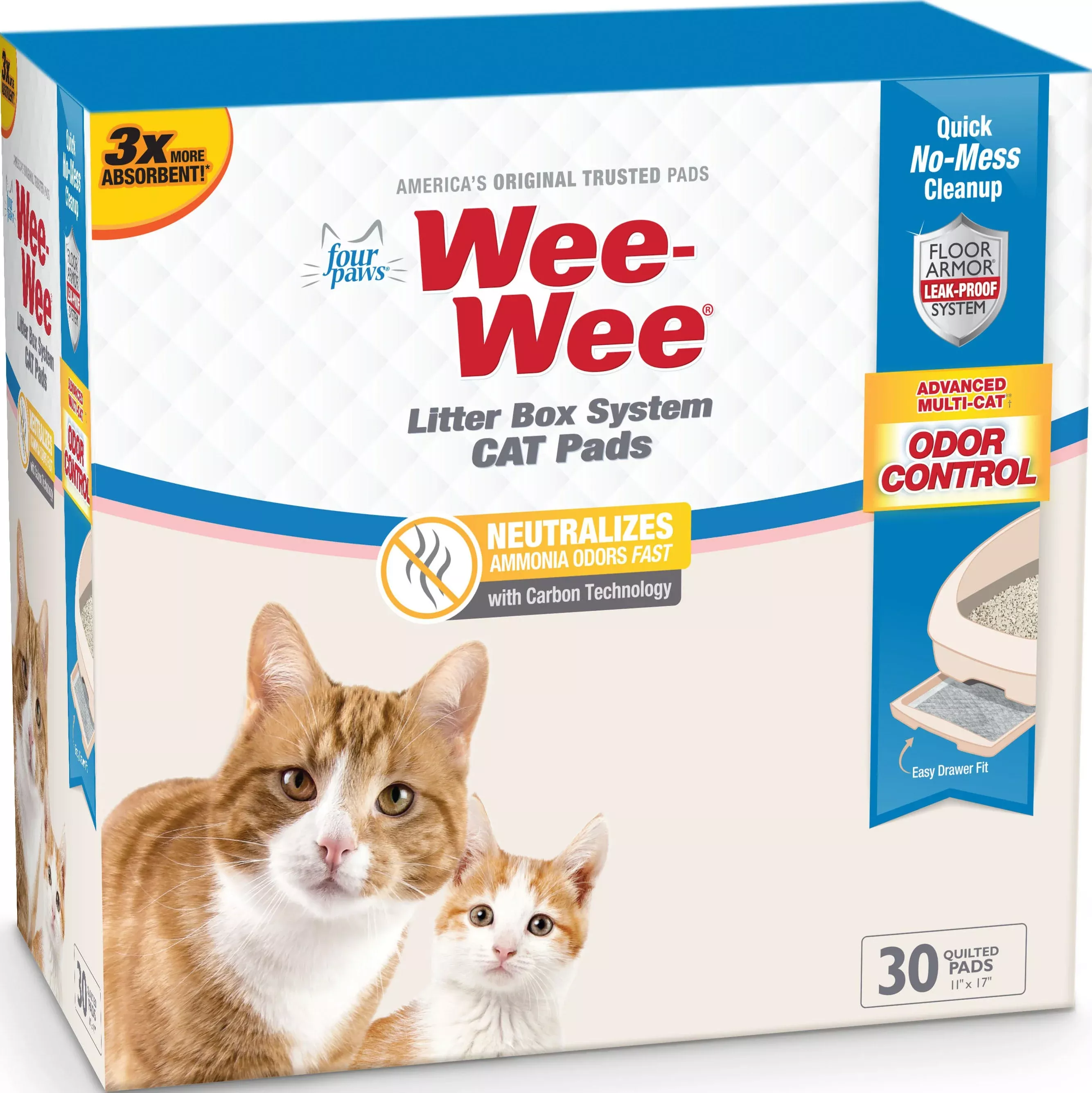 Four Paws Wee-Wee Litter Box System Cat Pads 30 Pack