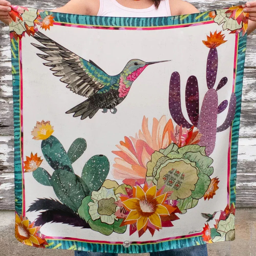 Fringe Scarves "Cactus Blooms" Short Wild Rag