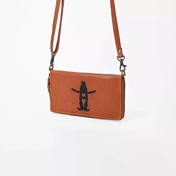 Frontier Rodeo Genuine Leather Black Embroidered Organizer Bag