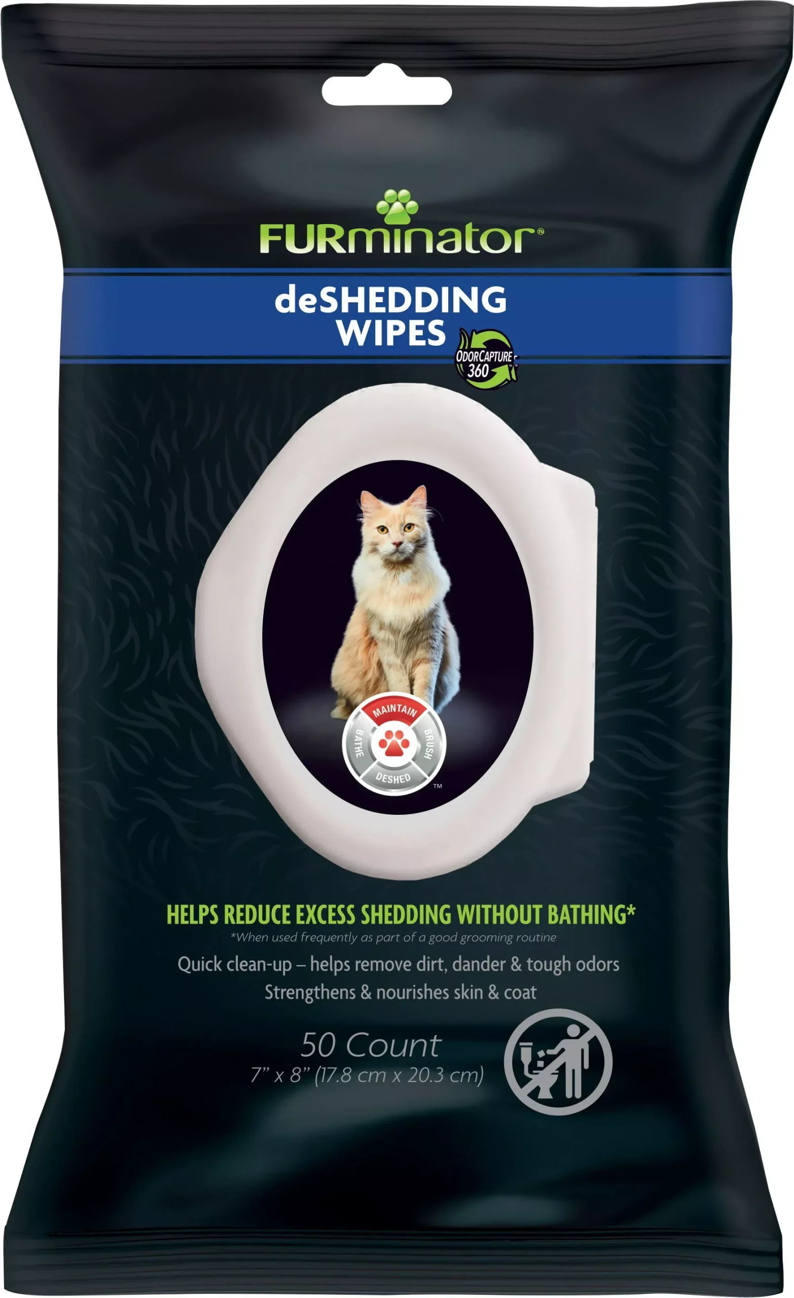 FURminator deShed Wipes for Cats 50 Count