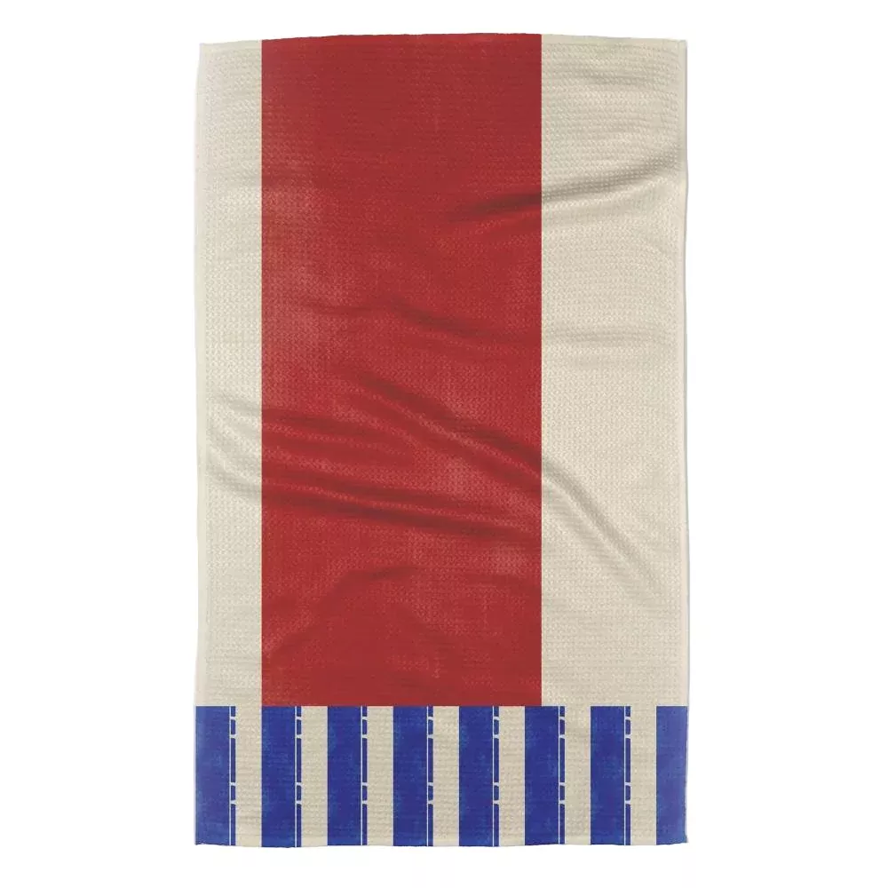 Geometry Striped Heart Red Tea Towel