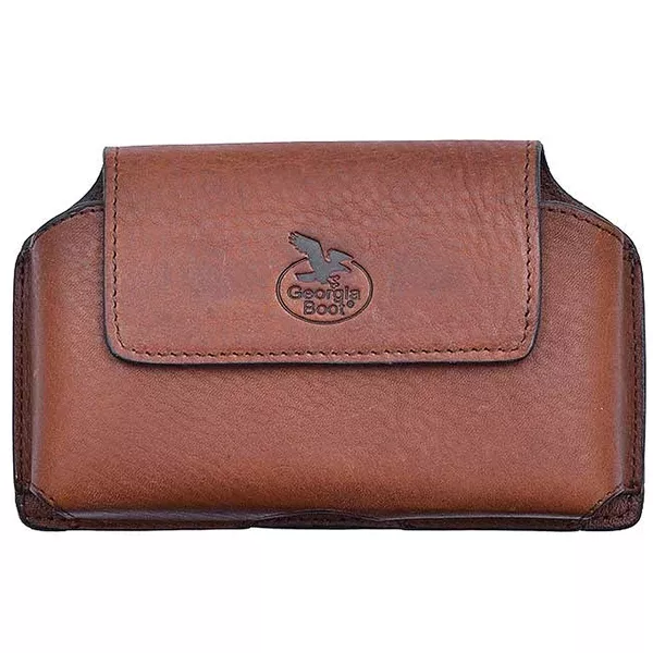 Georgia Boot Brown Grain Leather Large Smartphone Holder Magnetic Closure