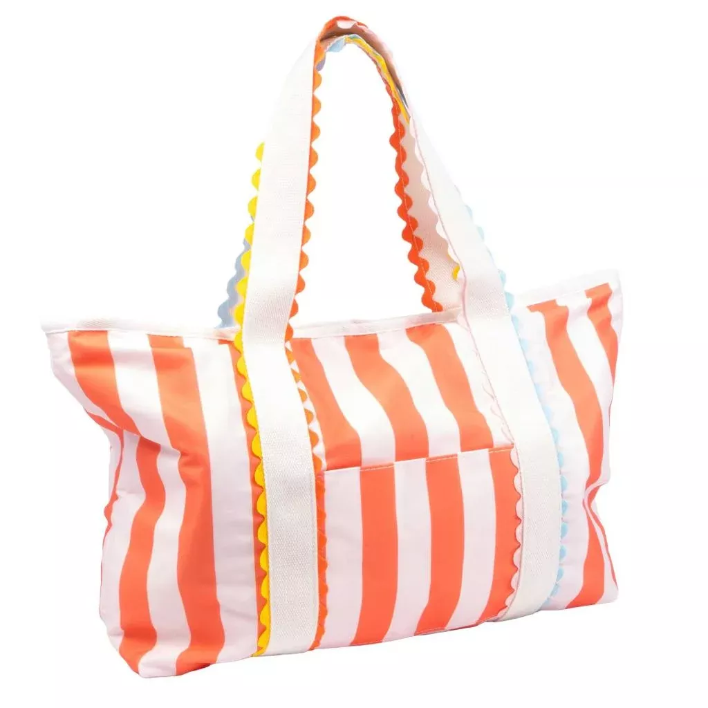 Georgia Orange Striped Canvas Tote Bag