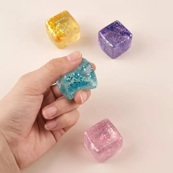 Glitter Cube Squeeze Squishy Stress Relief Toy