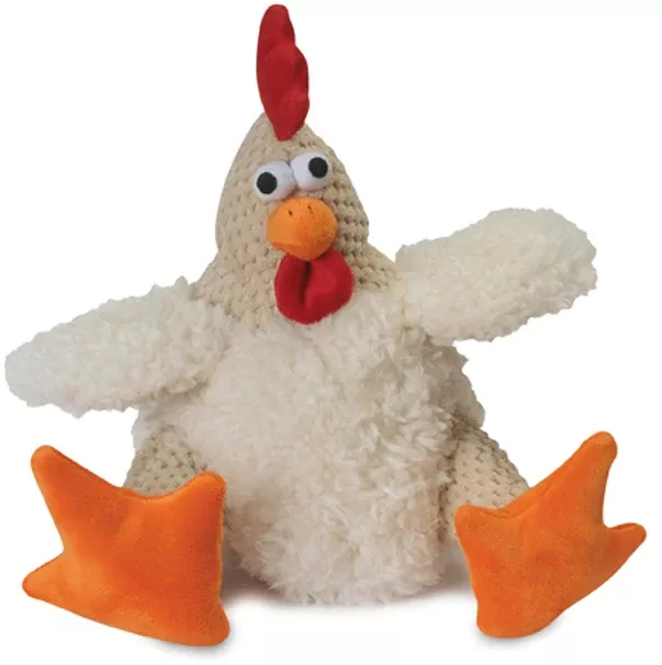 Godog Just for Me Sitting Rooster Dog Toy Mini White