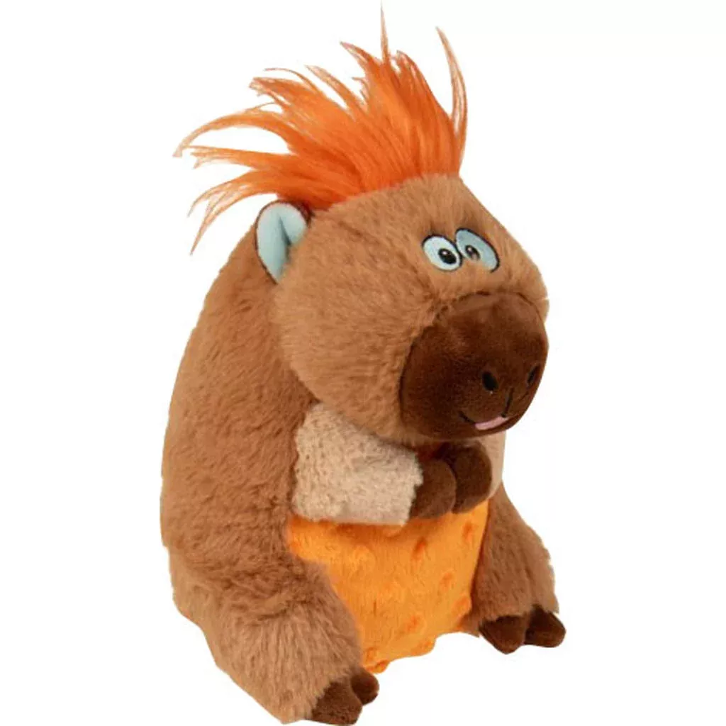 goDog Silent Squeak Capybara Dog Toy Tan Small