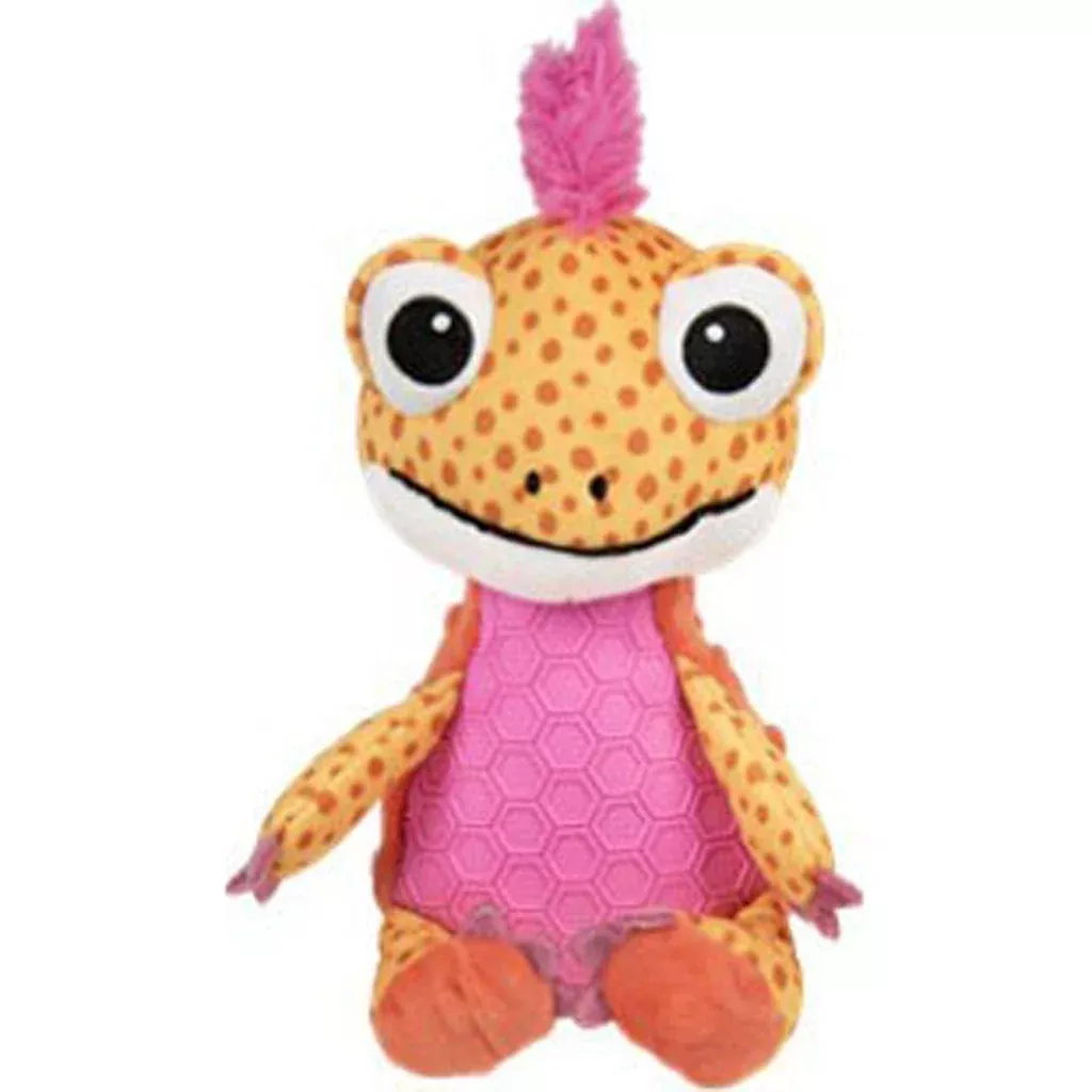 goDog Tough N Texture Newt Dog Toy, Medium, Orange/Pink