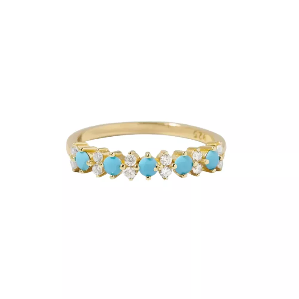 Gold Turquoise & CZ Ring