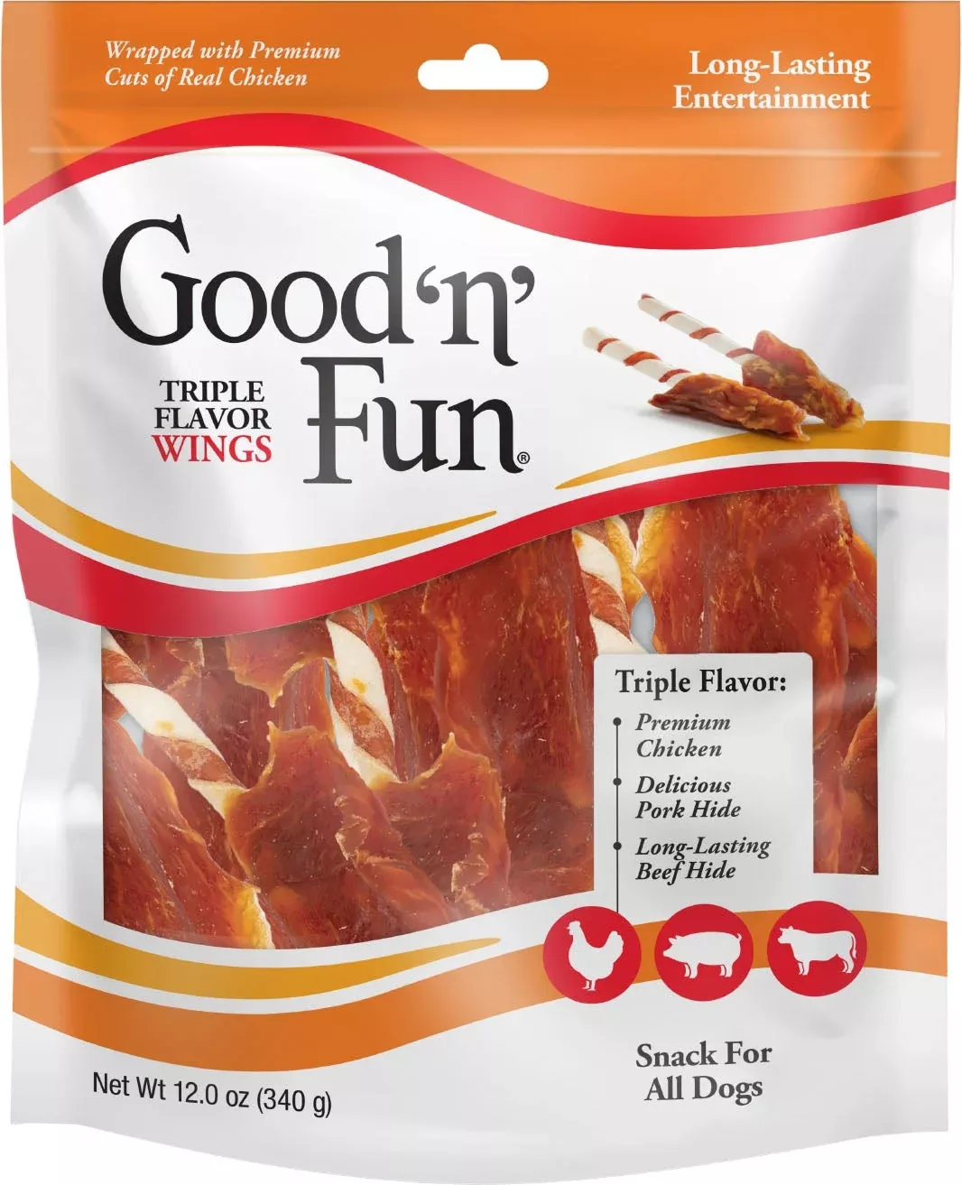 Good 'n' Fun Triple Flavor Wings 12 OZ Pork/beef/chick