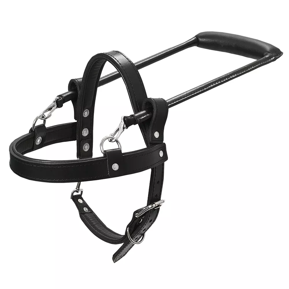 Guide Dog Harness Hilason Black Padded Genuine Leather