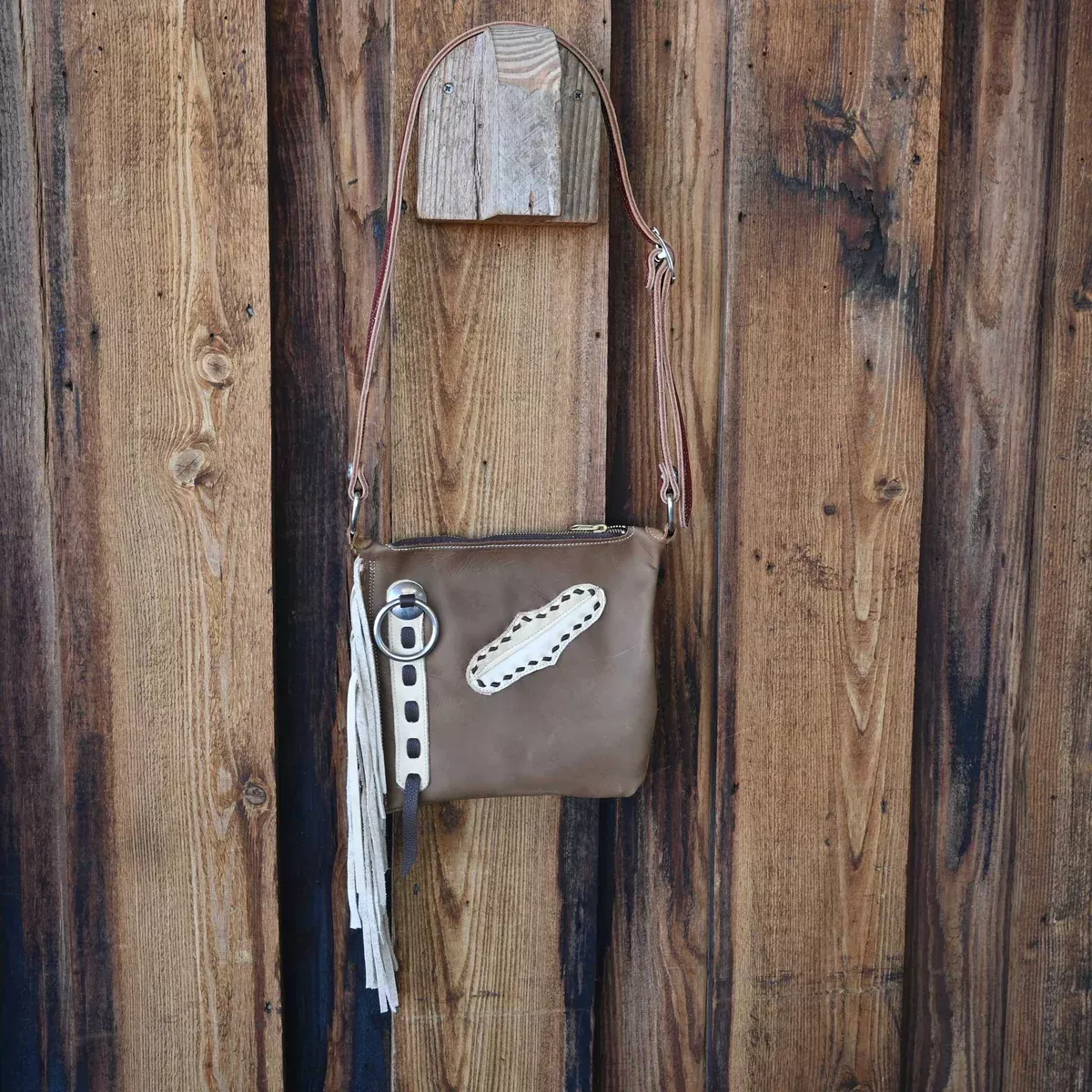 Handmade Smooth Brown Crossbody Chap Purse