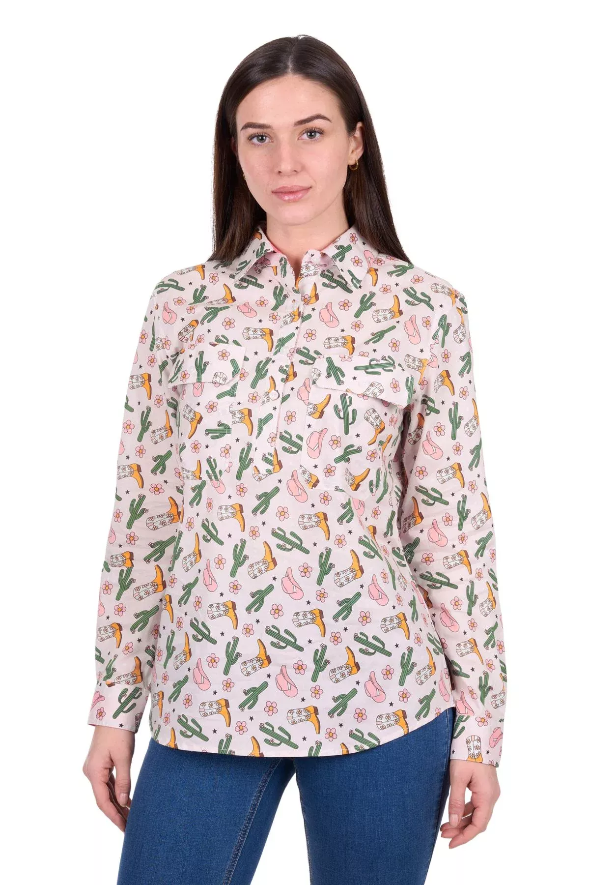 Hard Slog Women's Cleo Half Placket Long Sleeve Shirt