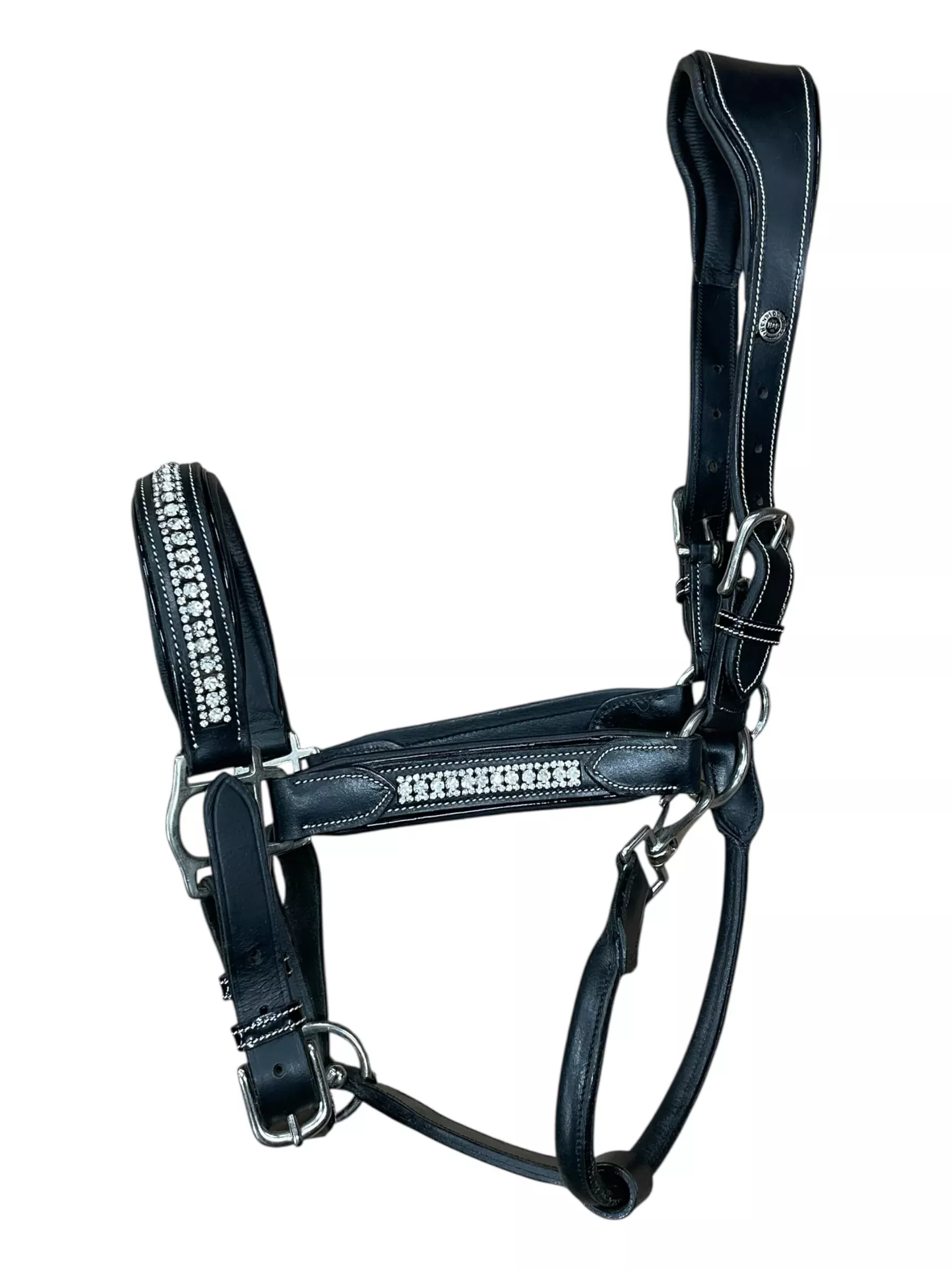 HDR Leather Bling Halter - Black/Silver - Horse Size - USED