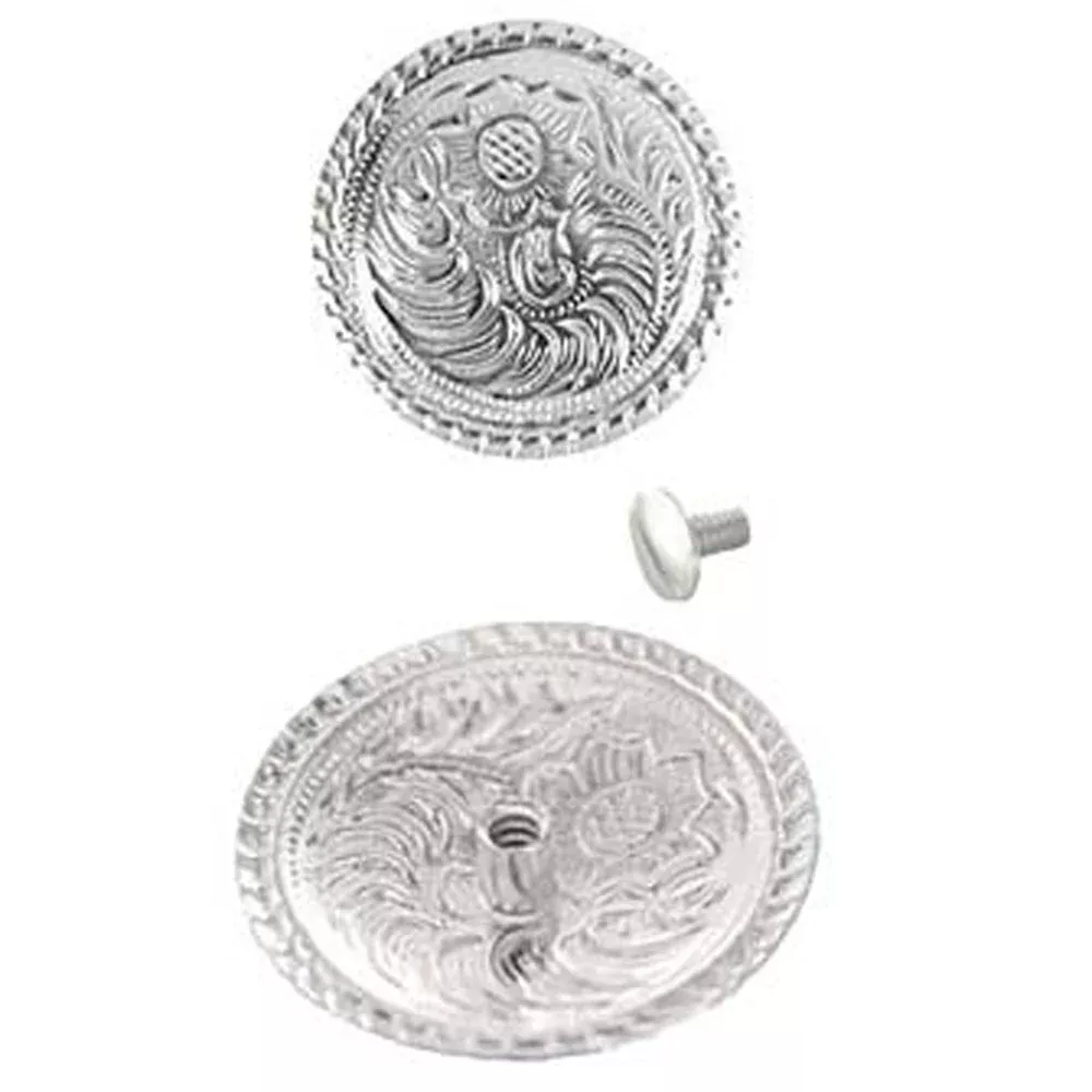 Hilason 1" Silver Plated Floral Round Western Concho with Screw Back