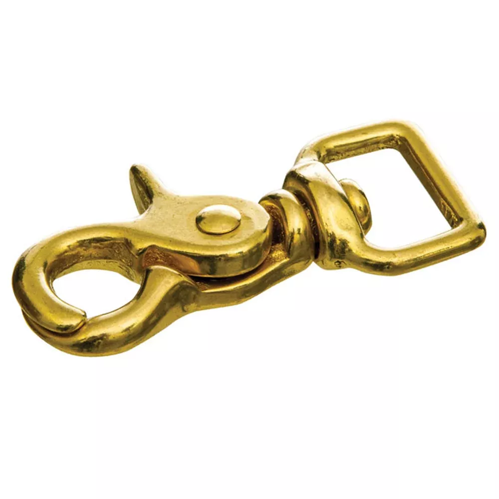 Hilason 3/4" x 2-1/2" Solid Brass Trigger Snap | Heavy Duty Square Eye Tack