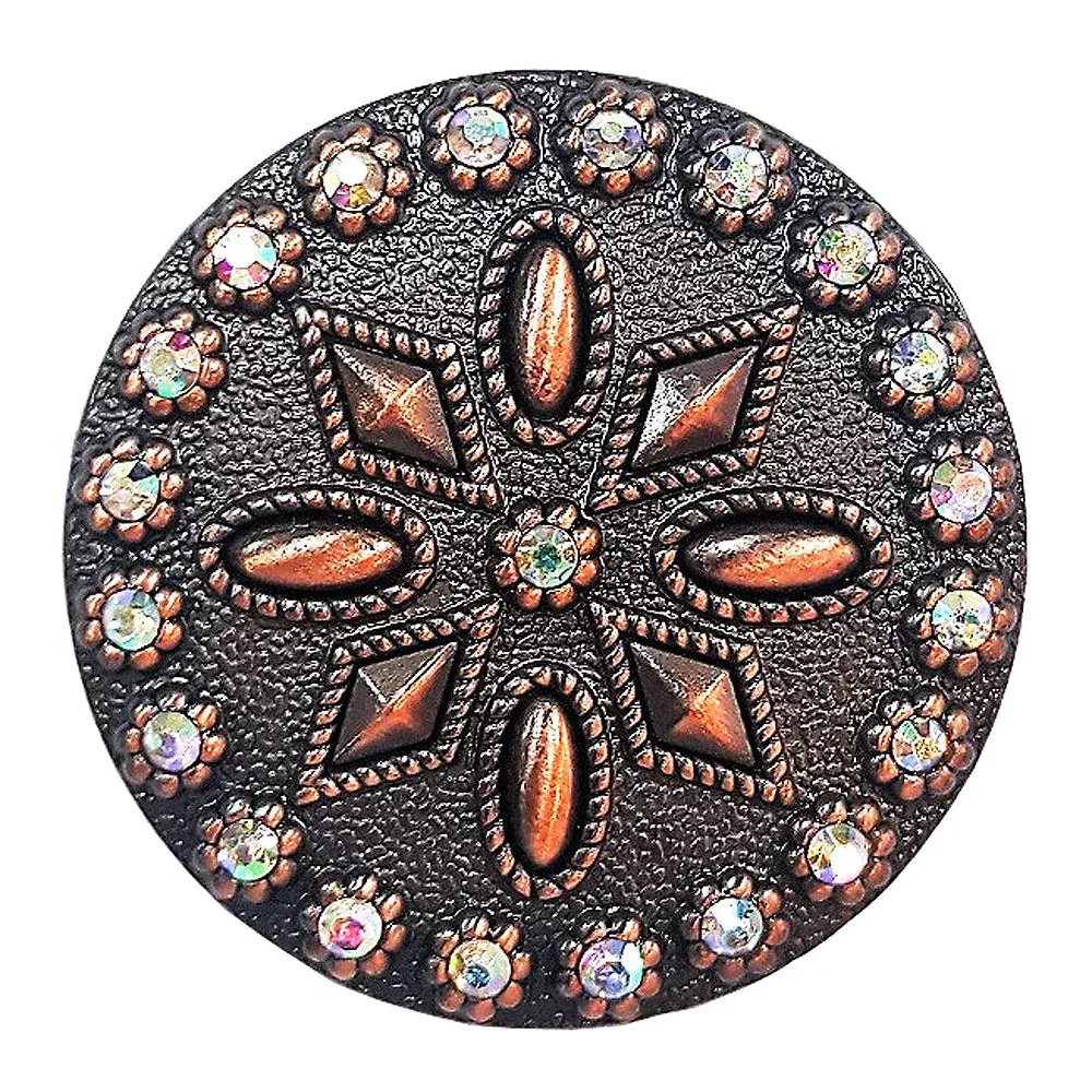 HILASON Antique Brown Shield Shaped Rhinestone Berry Concho 1.5 In