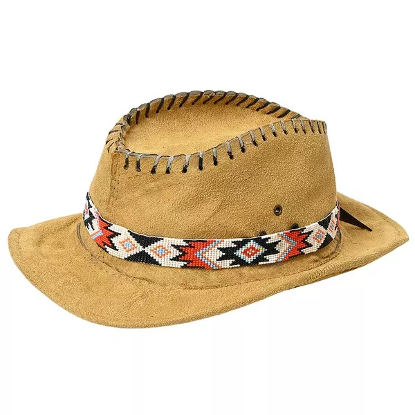 HILASON Beaded American Style Western Cowgirl Handmade Hatband Tan