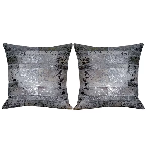 Hilason Cowhide Leather Hair-On Patchwork Cushion Pillow Cover