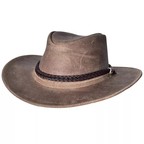 Hilason Crazy Horse Cow Leather Cowboy Hat Grey