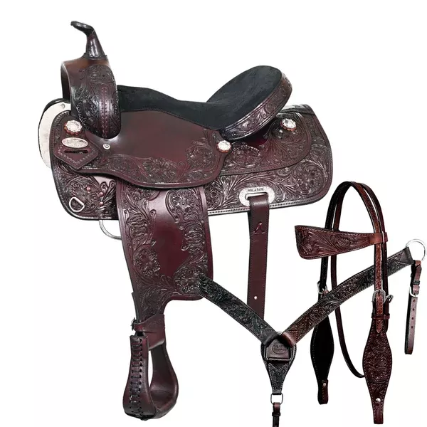 HILASON Draft Horse Trail Pleasure Tack Set American Leather Saddle