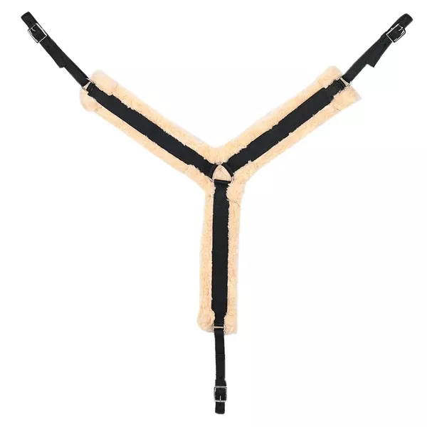 HILASON Fleece Lined Y-Style Breast Collar - Western Comfort Padding, Adjustable Nylon Webbing Cream/Black