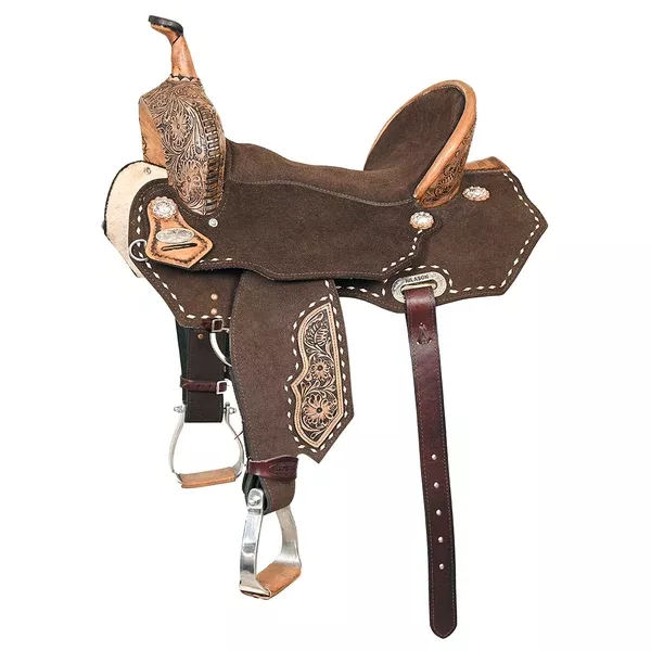 HILASON Flex Tree Western Horse Stud Trail Barrel American Leather Saddle Black