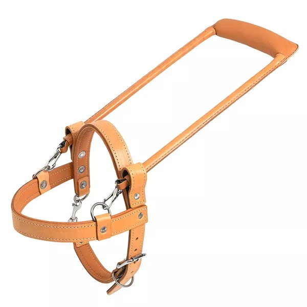 HILASON Guide Dog Harness Brown Padded Genuine Leather with Handle Tan