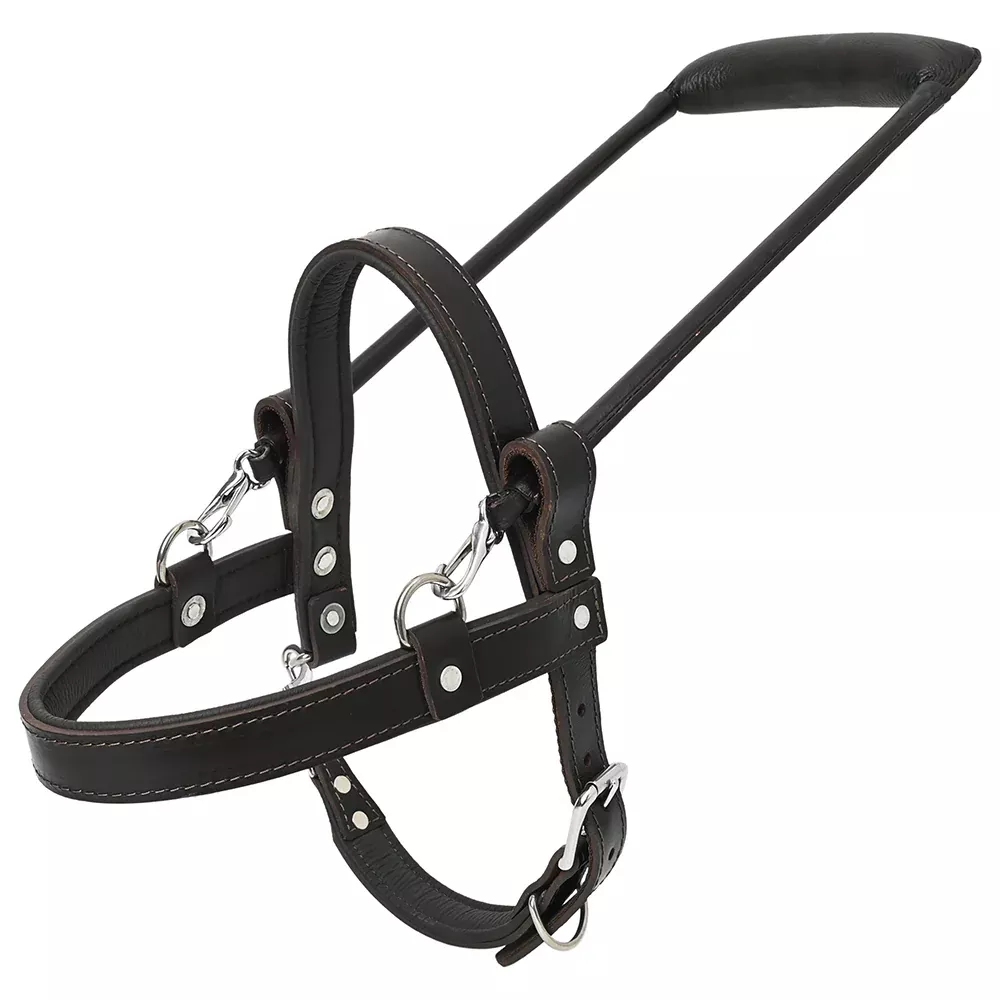 HILASON Guide Dog Harness Genuine Leather with Handle