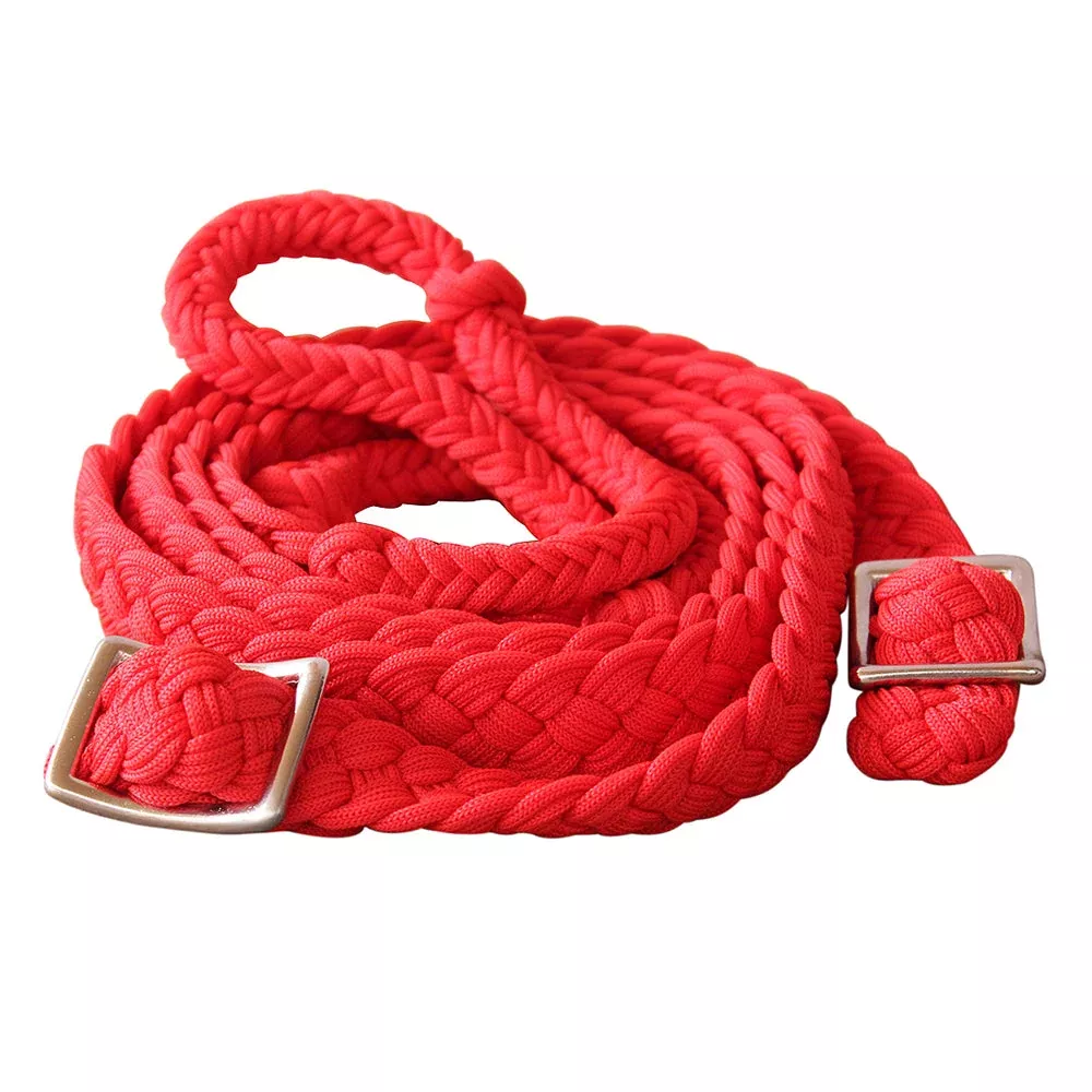 Hilason Horse Riding Poly Contesting Roping Reins 5/8" X 9 Ft W/ Snap Red