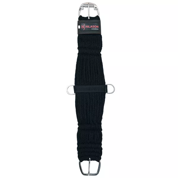 HILASON Horse Western 27 Strand Double Weave Black Roper Cinch
