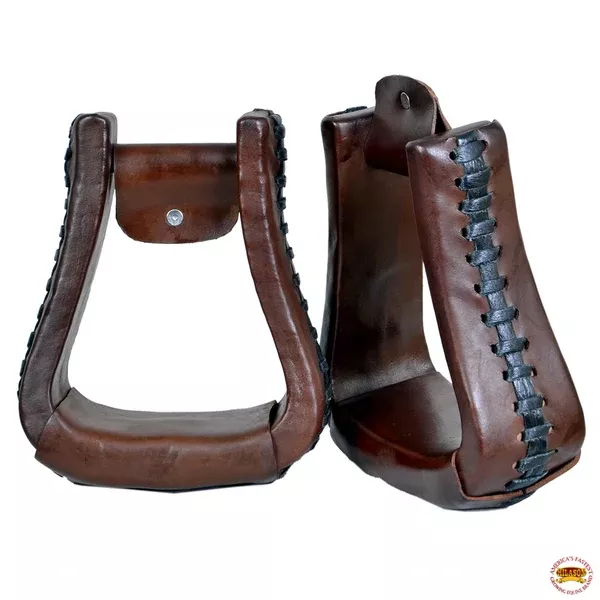 HILASON Horse Western Saddle Leather Stirrups Pair