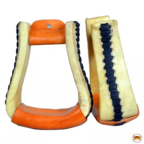 HILASON Horse Western Saddle Rawhide Leather Stirrups Pair