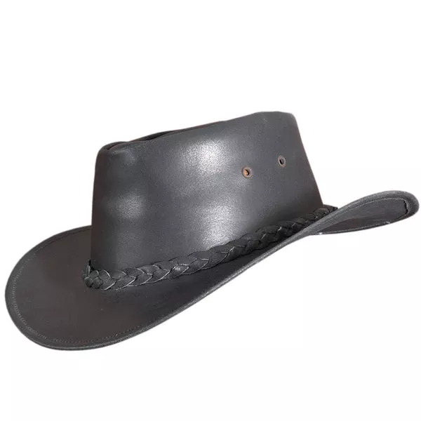 HILASON L M S XL Hand Made Split Antique Leather Crushable Hat 3 in Brim