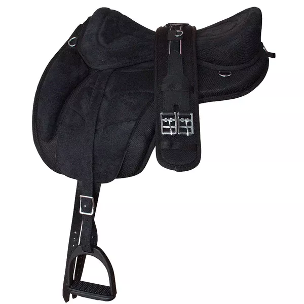 HILASON Large 19 in Western Bareback Horse Saddle Pleasure Trail Riding Treeless Black