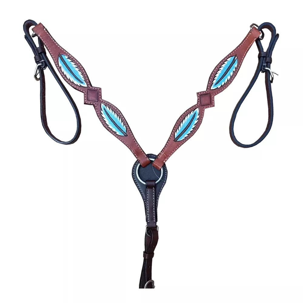 HILASON Leaf Hand Painted Western Horse Breast Collar Brown