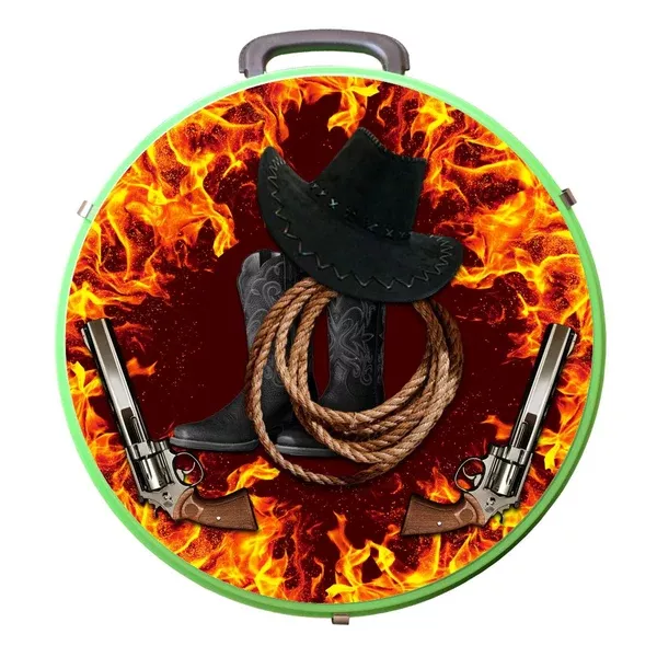 Hilason Medium 4 Rope Capacity Can With Attractive Printed Genuine Leather Trim