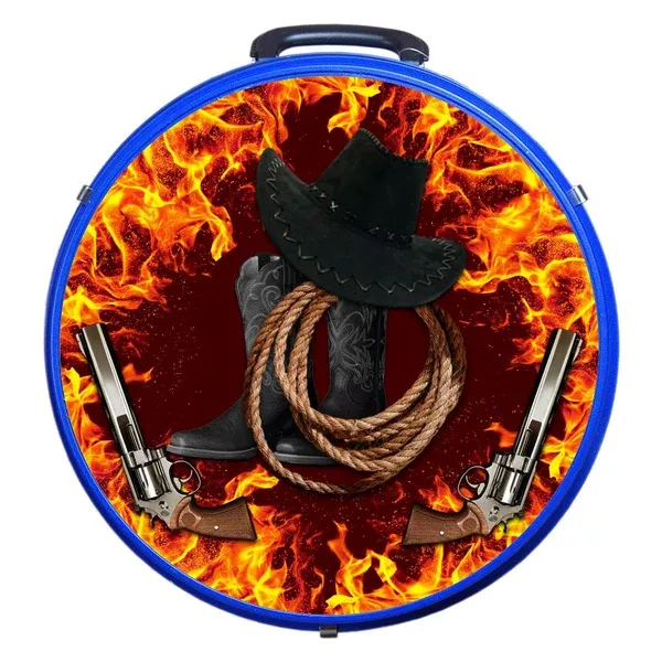 Hilason Medium 4 Rope Capacity Rope Can With Attractive Printed Genuine Leather Trim