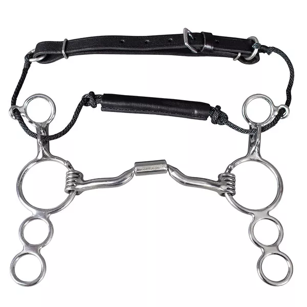Hilason Mouth O Ring Low Port Gag Bit Solid Stainless Steel w/ leather strap