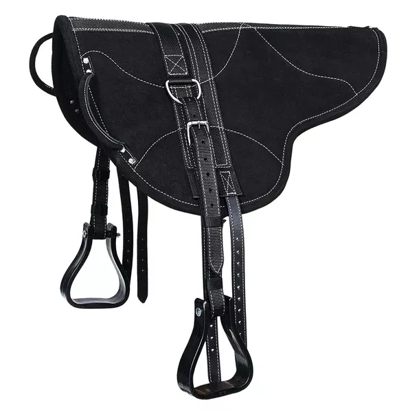 HILASON Natural Horsemanship Leather Bareback Treeless Saddle Pad Black