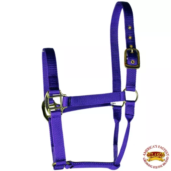 Hilason Premium Nylon Horse Halter Purple Rolled Throat Strap