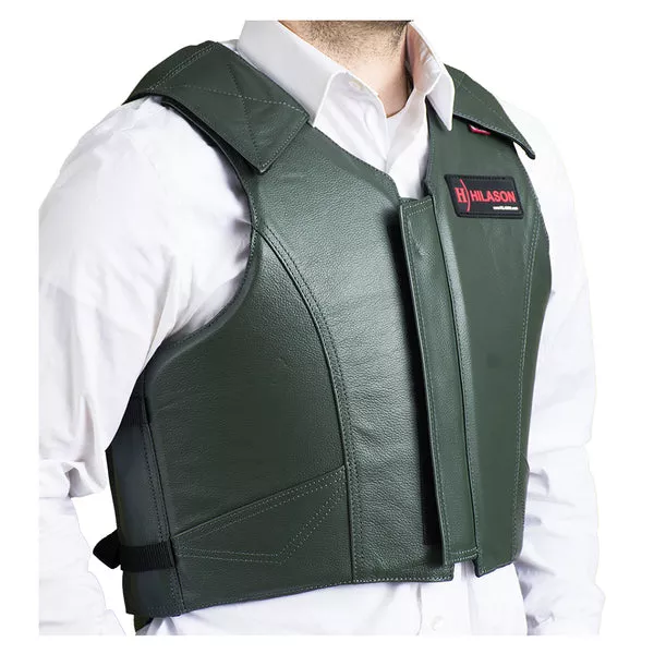 HILASON Safety Bull Riding Vest Protective Leather Hunter Green