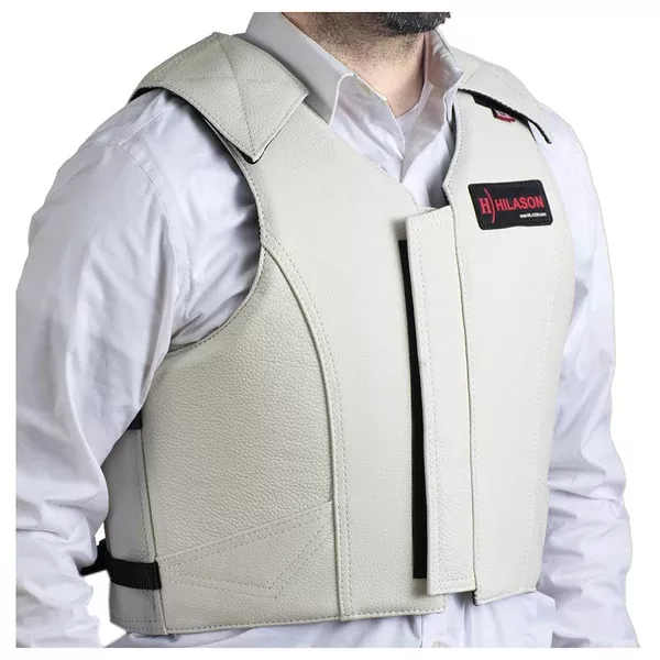 HILASON Safety Bull Riding Vest Protective Leather White