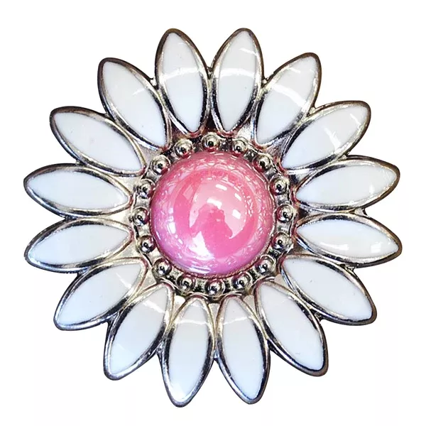 HILASON Screw Back Concho Enamel Stone Floral Saddle Bling White and Pink Color