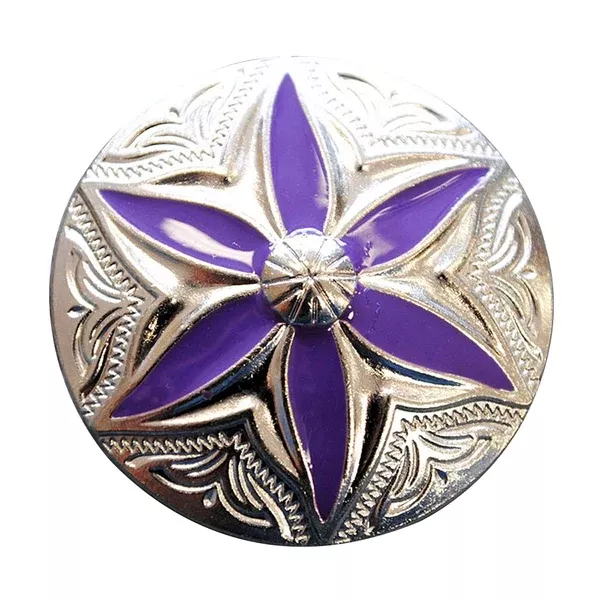HILASON Screw Back Concho Round Floral Purple Inlay Bling Saddle