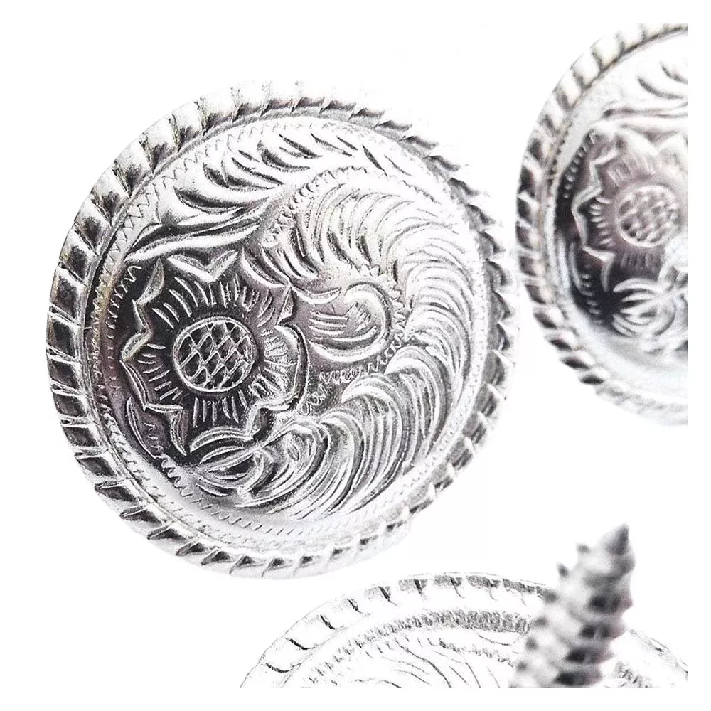 Hilason Silver Plated Flroal Round Concho Screw Saddle Headstall
