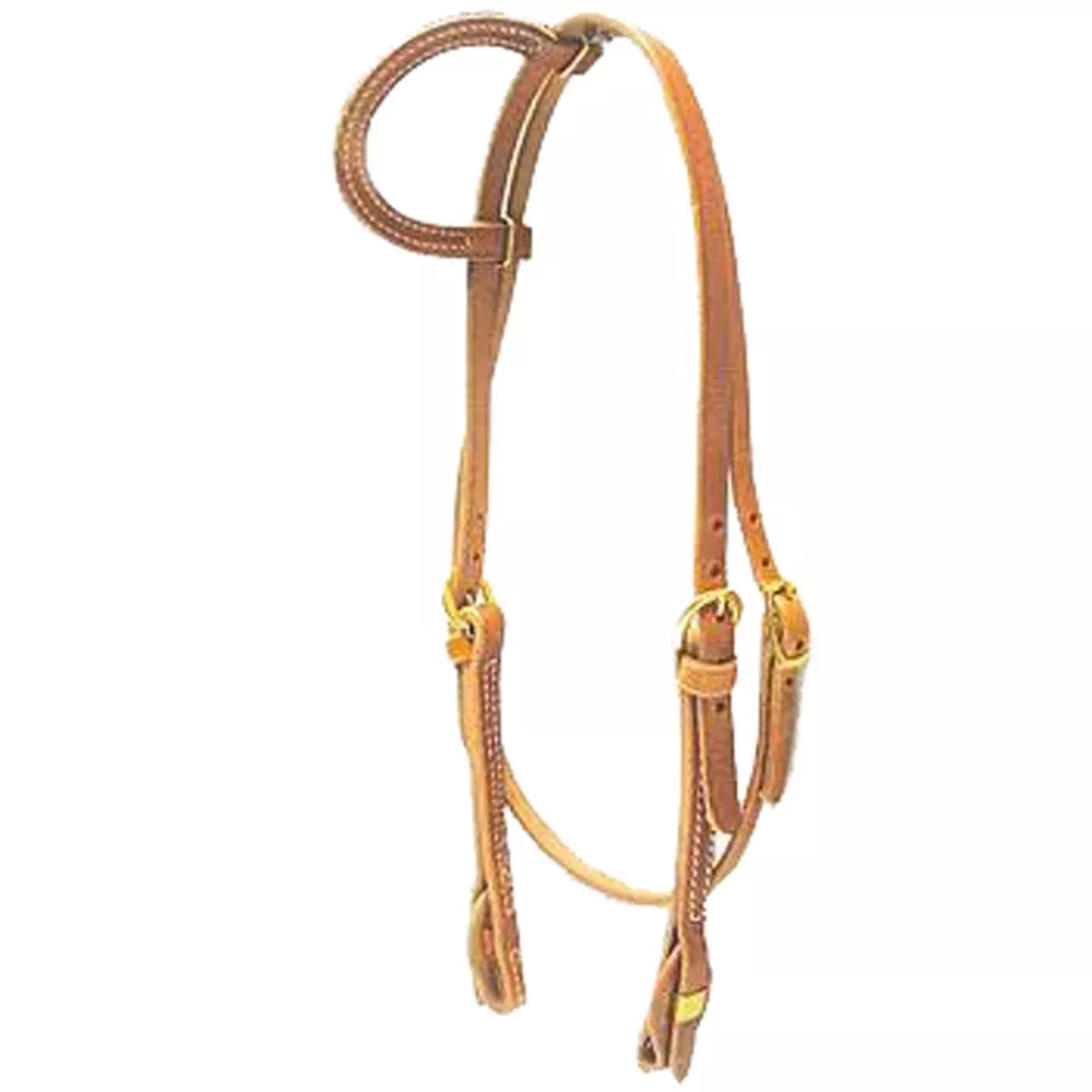 Hilason Single Ear Horse Headstall W/ Quick Change Cheeks Tan