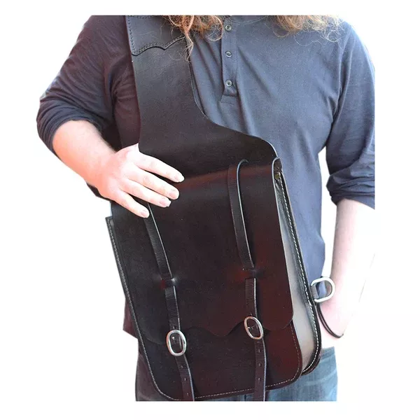 HILASON Soft Leather Horse Saddle Bag Black & Brown